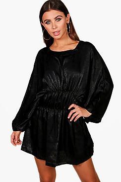Boohoo Petite Ruby Detail Batwing Skater Dress