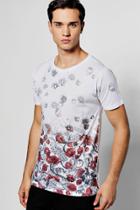 Boohoo Rose Spiral Faded Sublimation T Shirt White