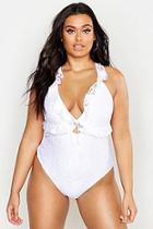Boohoo Plus Honeymoon Dreamer Crochet Swimsuit