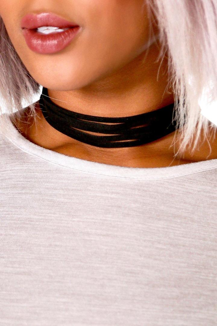 Boohoo Plus Jessie Layer Choker Black
