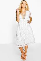 Boohoo Boutique Ana Scallop Hem Organza Prom Dress