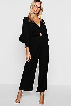Boohoo Petite Kimono Sleeve Culotte Jumpsuit
