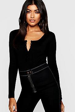 Boohoo Button Through Knitted Top