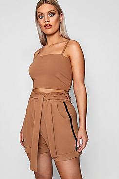 Boohoo Plus High Waist Turn Up Short