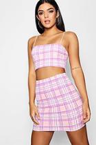 Boohoo Marie Check Strappy Crop Mini Skirt Co-ord Set