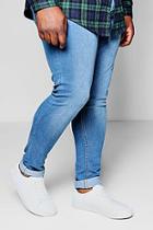 Boohoo Big And Tall Blue Slim Fit Washed Jeans