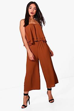 Boohoo Frill Bandeau And Woven Cullotte