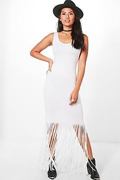 Boohoo Ava Tassel Sleeveless Maxi Dress