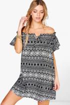 Boohoo Eleonora Off The Shoulder Tie Shift Dress Black
