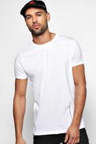 Boohoo Longline T Shirt With Front Zips White