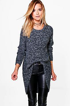 Boohoo Isobel Mixed Rib Chunky Marl Jumper