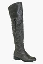 Boohoo Nichole Lace Side Over The Knee Boot Grey