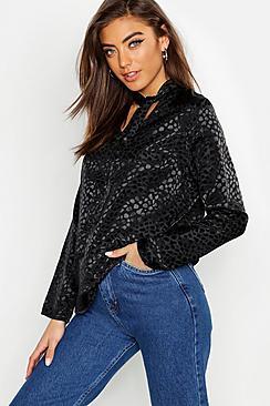 Boohoo Scarf Tie Neck Blouse