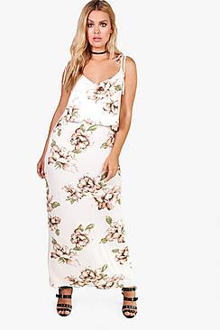 Boohoo Plus Tasha Layer Floral Maxi Dress