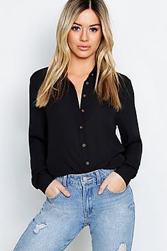Boohoo Petite Horn Button Shirt