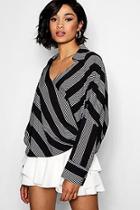 Boohoo Lily Stripe Wrap Front Top