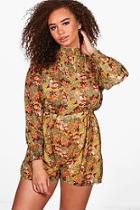 Boohoo Plus Cassie High Neck Floral Playsuit
