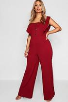 Boohoo Plus Frill Horn Button Jumpsuit