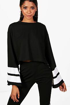 Boohoo Maya Sports Stripe Wide Sleeve Sweat