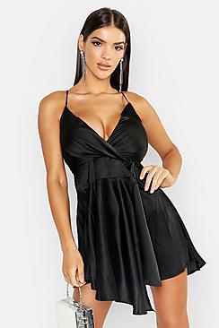 Boohoo Satin Drape Detail Mini Dress