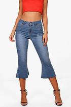 Boohoo Petite Josie Step Hem Kick Flare Frayed Jean
