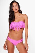 Boohoo Rachel Fringed Bandeau Bikini