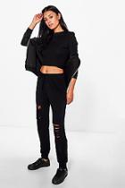 Boohoo Athira Distressed Ripped Knee Relaxed Joggers