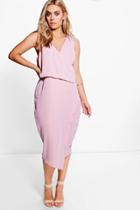 Boohoo Plus Anna Wrap Front Occasion Dress Rose