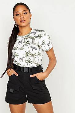 Boohoo Zebra Repeat Print Ringer T-shirt