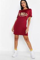 Boohoo Los Angeles Slogan Oversize T-shirt Dress