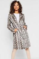 Boohoo Snake Suedette Trench Coat