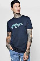 Boohoo Longline T-shirt With Man Embroidery