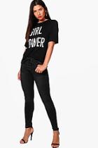 Boohoo Cecelia Lace Up Waist Detail Skinny Jeans