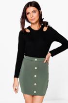 Boohoo Samira Utility Button Detail Mini Skirt Khaki
