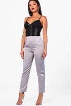 Boohoo Ripple Satin Slim Fit Tailored Trousers