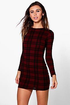 Boohoo Petite Georgia Tartan Bodycon Mini Dress