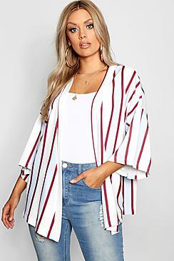 Boohoo Plus Stripe Kimono