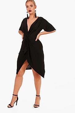 Boohoo Plus Emma Slinky Knot Front Dress