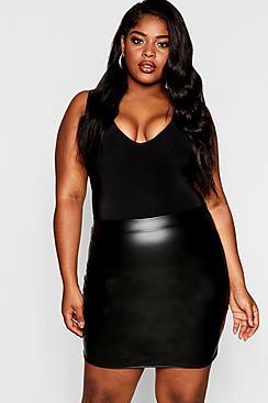 Boohoo Plus Matte Leather Look Jersey Skirt