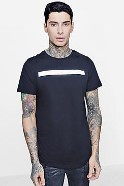 Boohoo Longline Reflective Print T-shirt With Curve