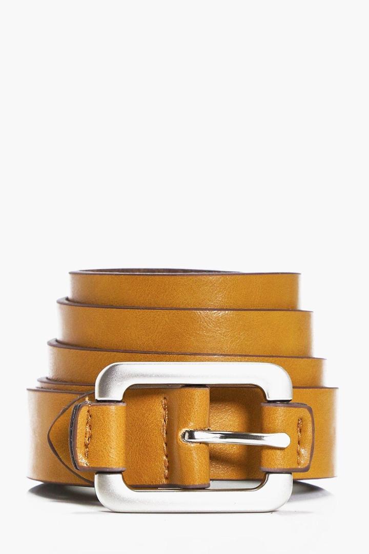 Boohoo Pu Belt Wit Silver Buckle Tan