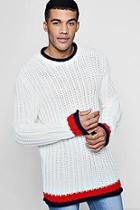 Boohoo Waffle Knit Jumper With Contrast Trims