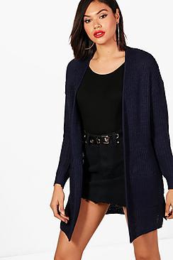 Boohoo Mia Edge To Edge Fisherman Cardigan