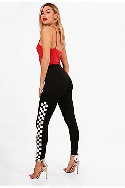 Boohoo Zoe Checkerboard Side Leggings