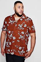 Boohoo Big And Tall Large Floral Revere Collar Shirt