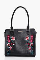 Boohoo Rose Embroidery Structured Tote