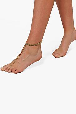 Boohoo Kitty Shimmer Disc Embellished Anklet