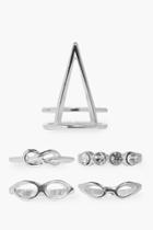 Boohoo Annabelle Geometric Ring Pack Silver
