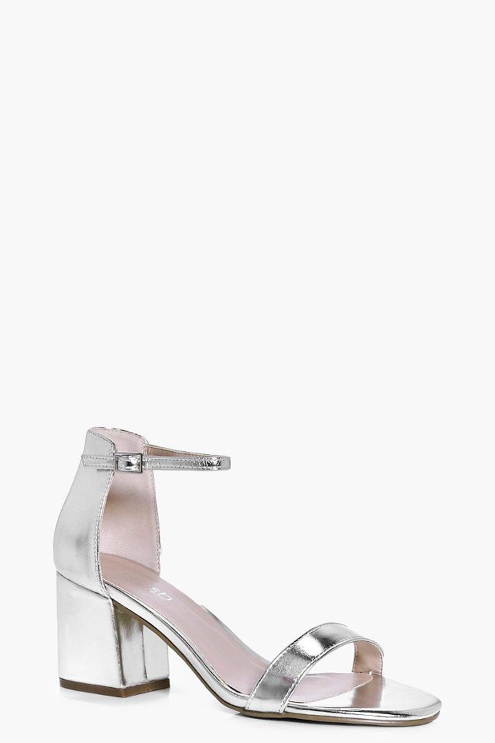 Boohoo Holly Two Part Block Heel Sandal Silver