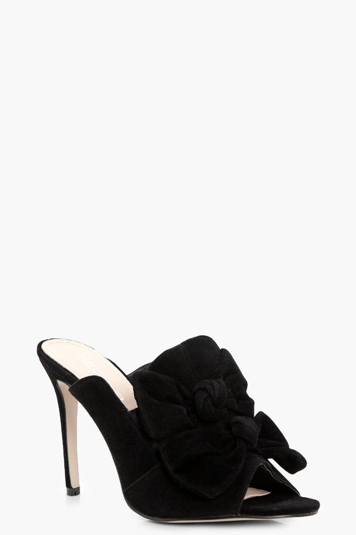 Boohoo Faye Bow Detail Mule Heel Black